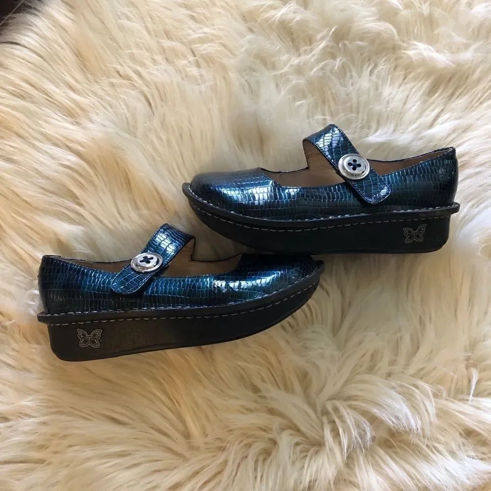Alegria Paloma 133 Snake embossed blue/green sz 35